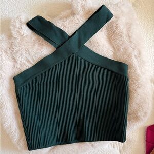 Elegant Green Ribbed Women's Top